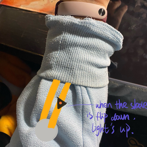 This is what the circuit looks like with the sleeve turned down. (Half of it will be covered)