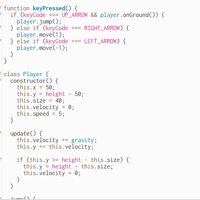 This is my first code demo which I think is important. It is about the actions represented by the different keys.