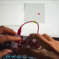 This is the demo screen of my attempt to play Dodge the Drop using makeymakey.