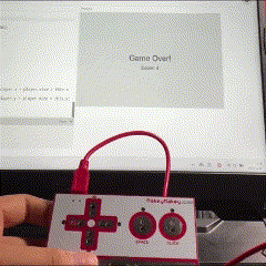 This is a demo of me using makeymakey to try to jump over obstacles and score points.