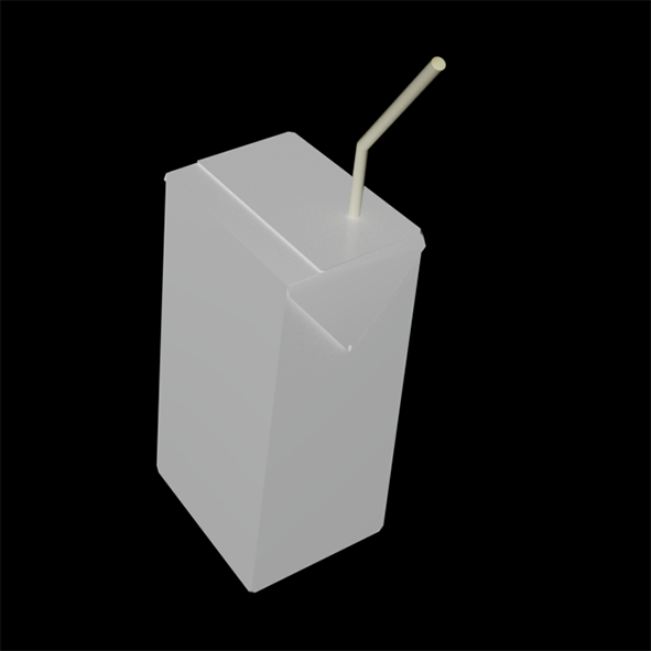 3d modeling rendering of a cardboard box above a drink