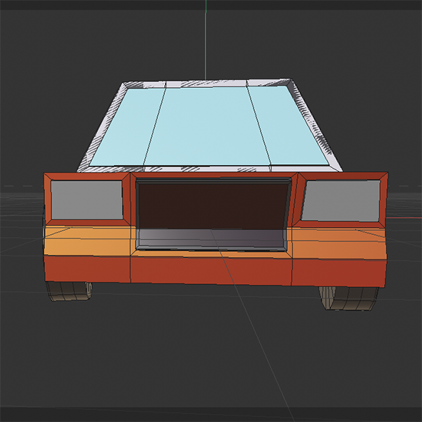 3d modeling of a red car front side
